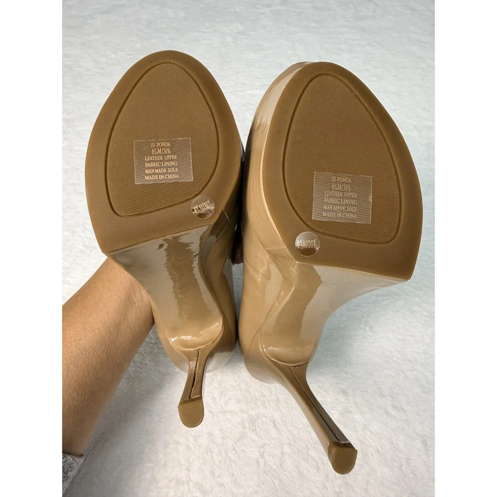 Jessica Simpson Nude Patent Leather Platform Heel Size 6.5 M Fonda